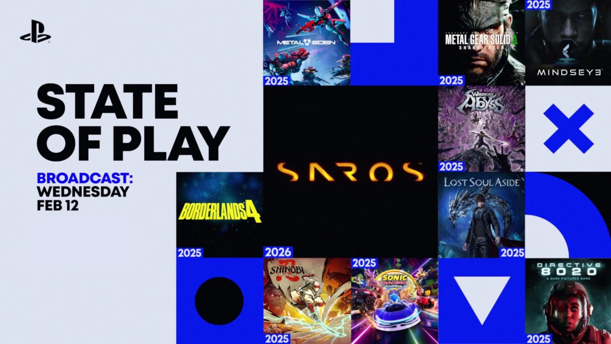 Modern and aesthetic visual representation of State of Play and new game announcements, featuring technological elements and a futuristic color palette.