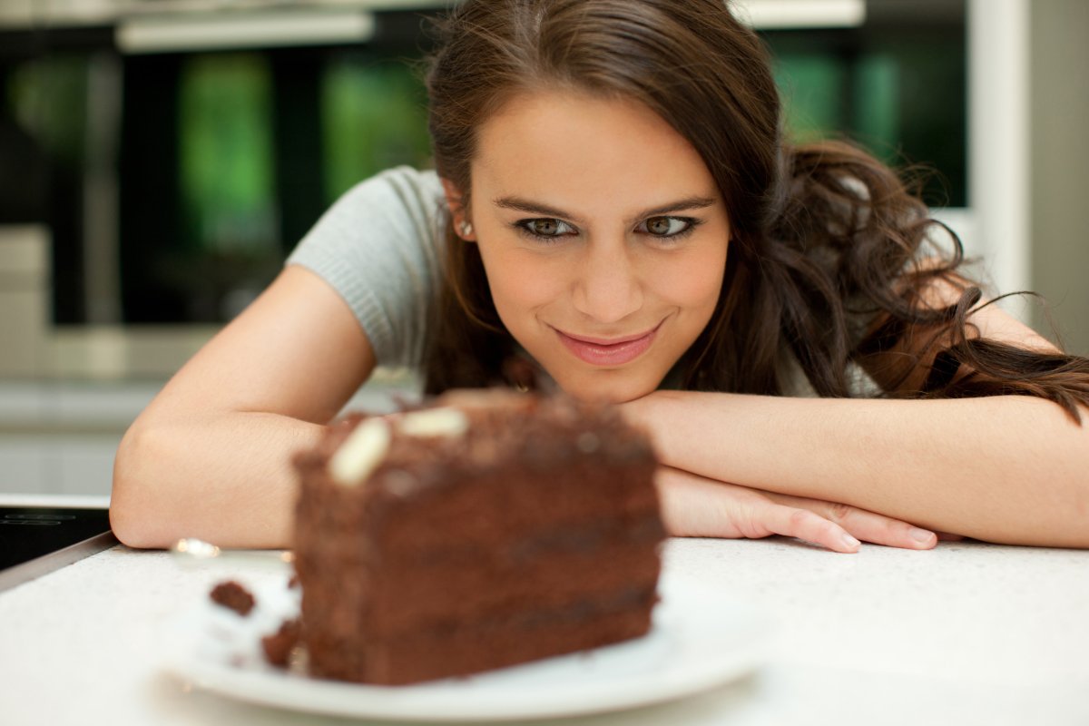 Stock image of a woman and cake