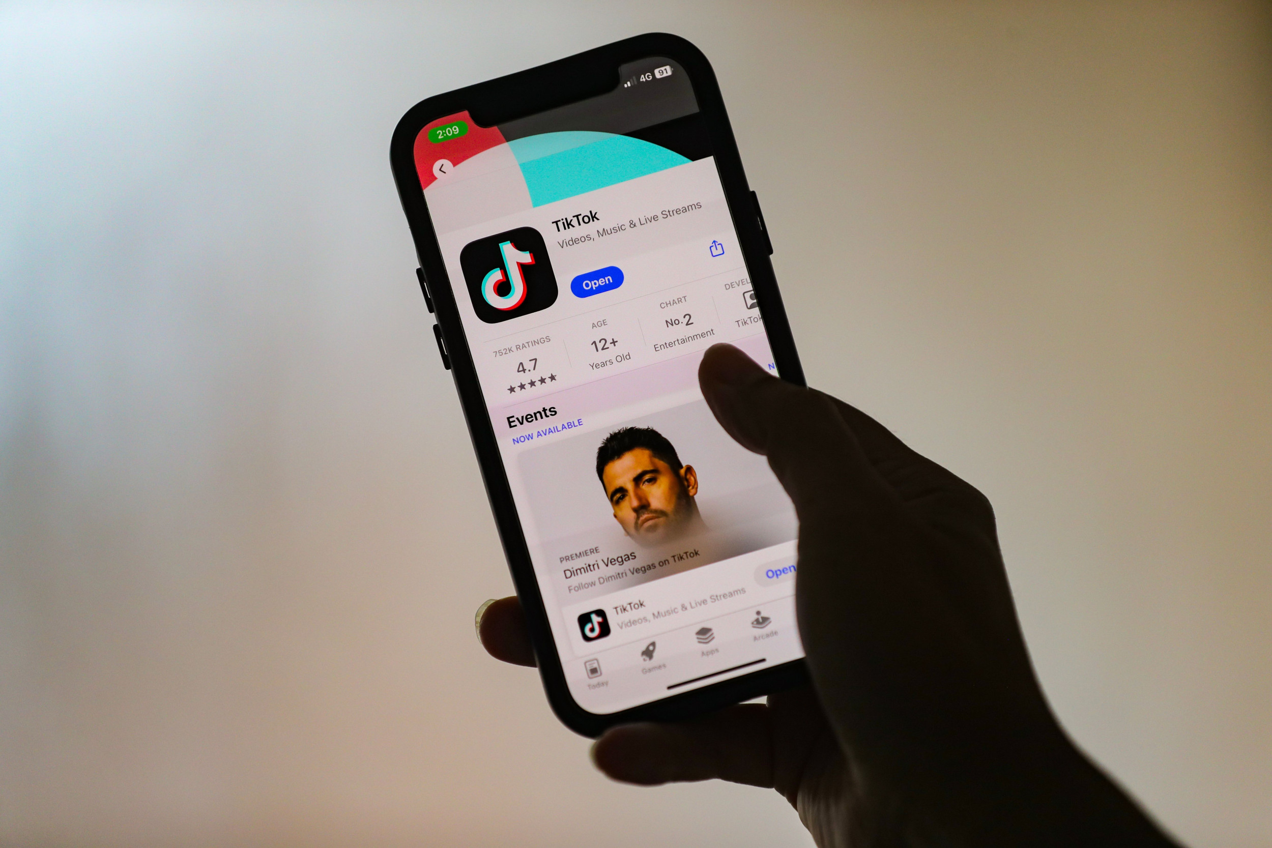 TikTok on app store on phone