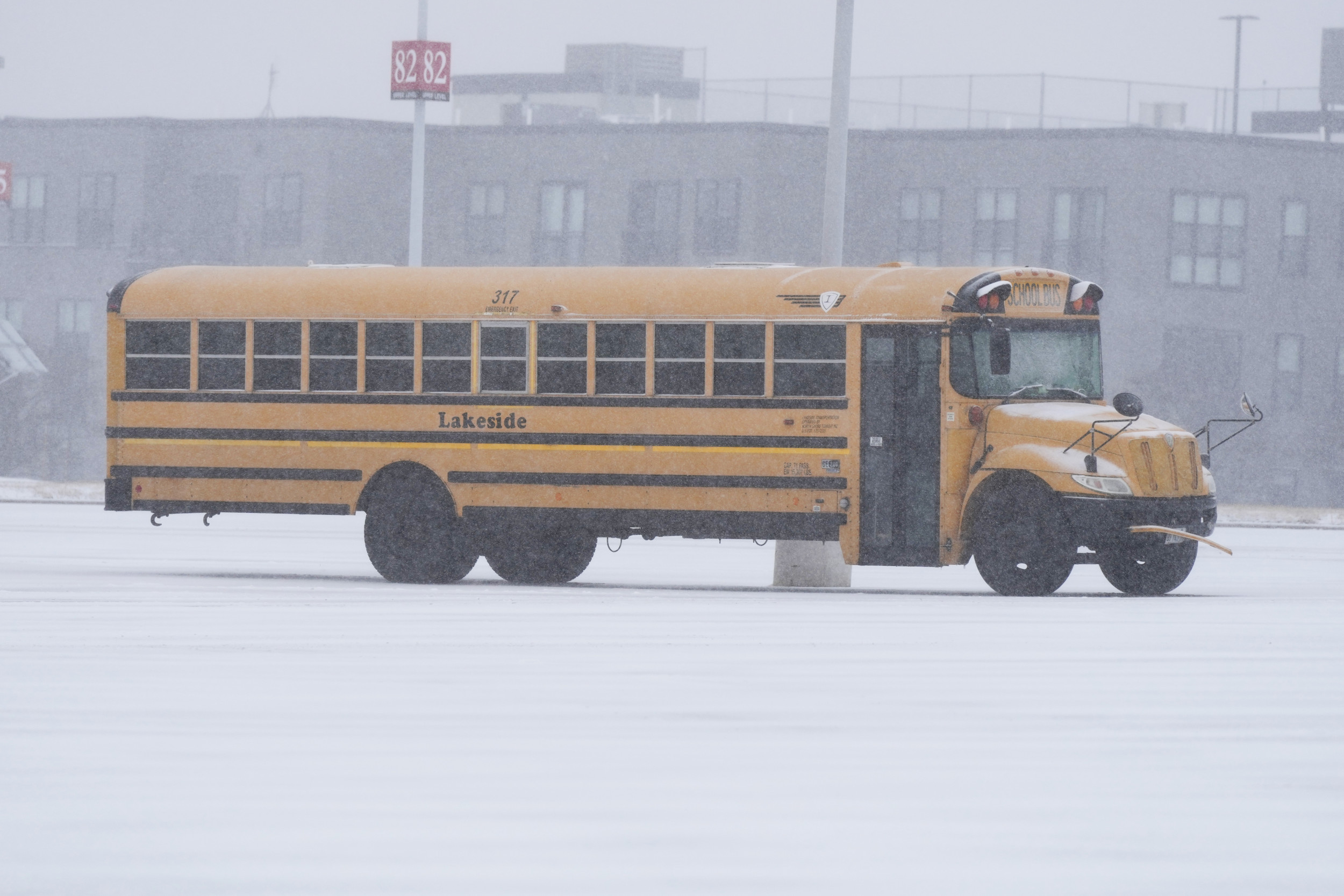 School bus in snow Vernon Hills Ill