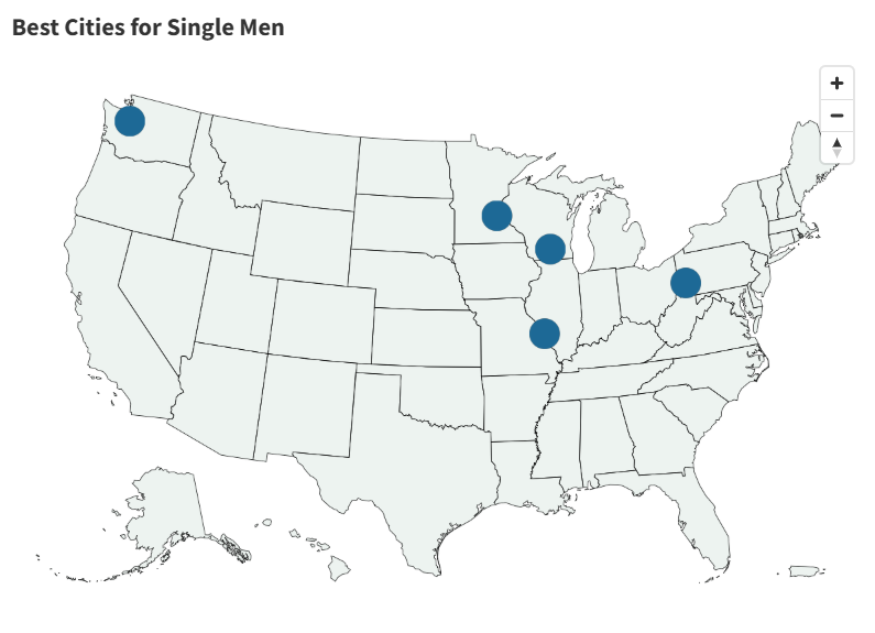 Map Shows Best Cities For Single Men