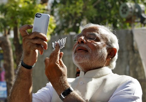 Modi poses for a selfie