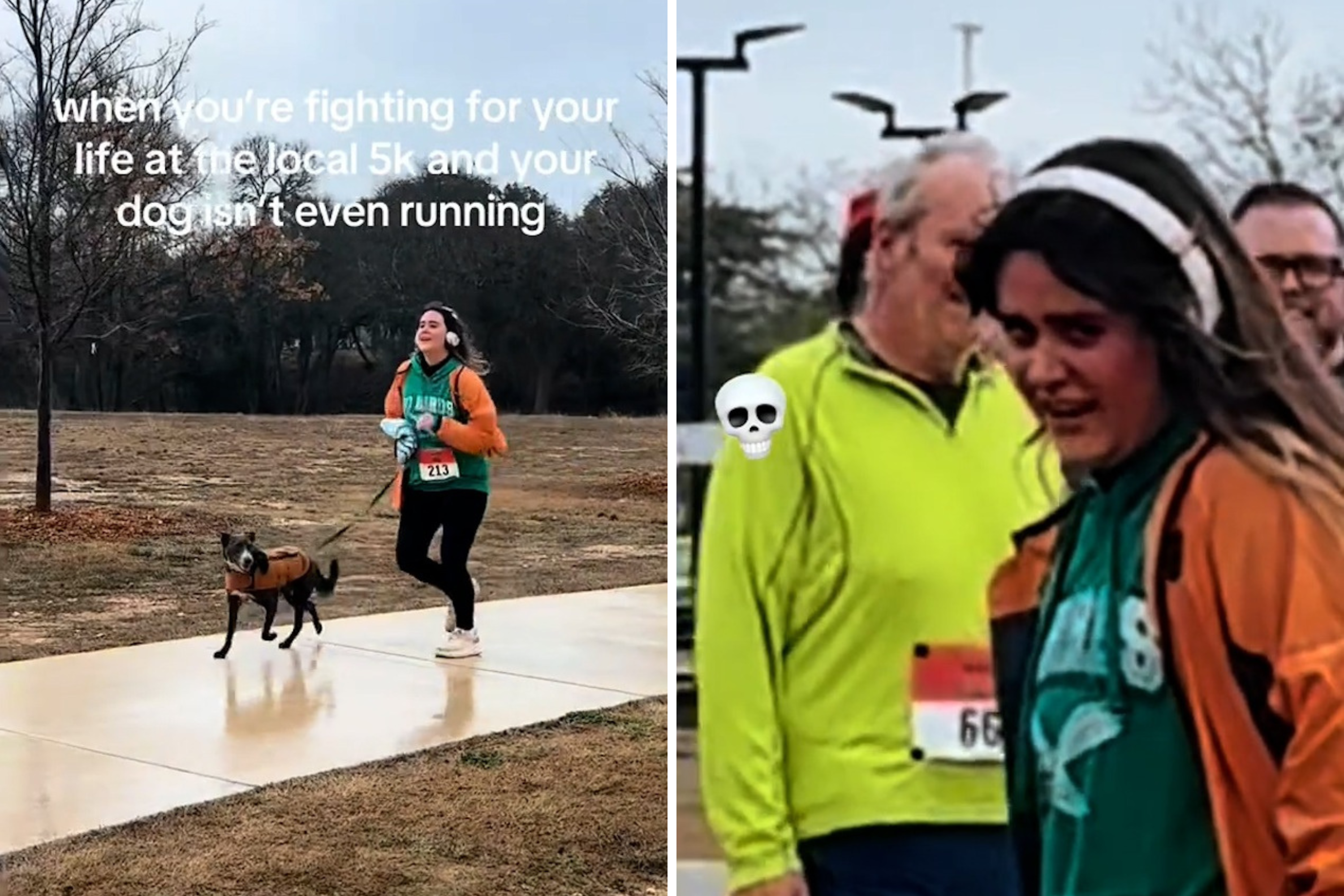 Hysterics as owner "fights for life" on 5K run while dog isn't even running
