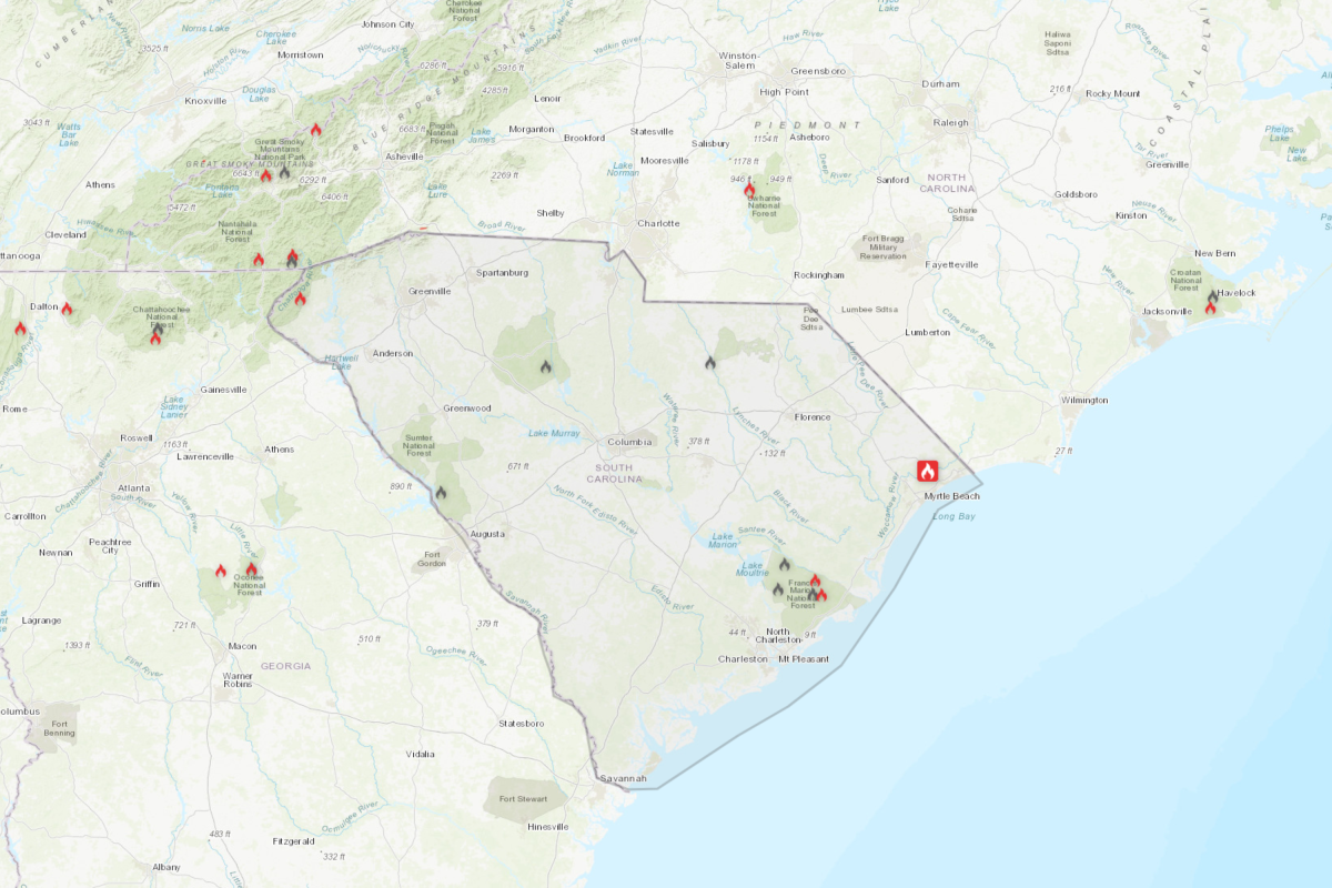 Carolina Fire Maps Show Where Blazes Burning in North, South Carolina ...