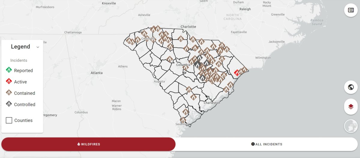 Map Of Fires In South Carolina Map Of Fires In South Carolina