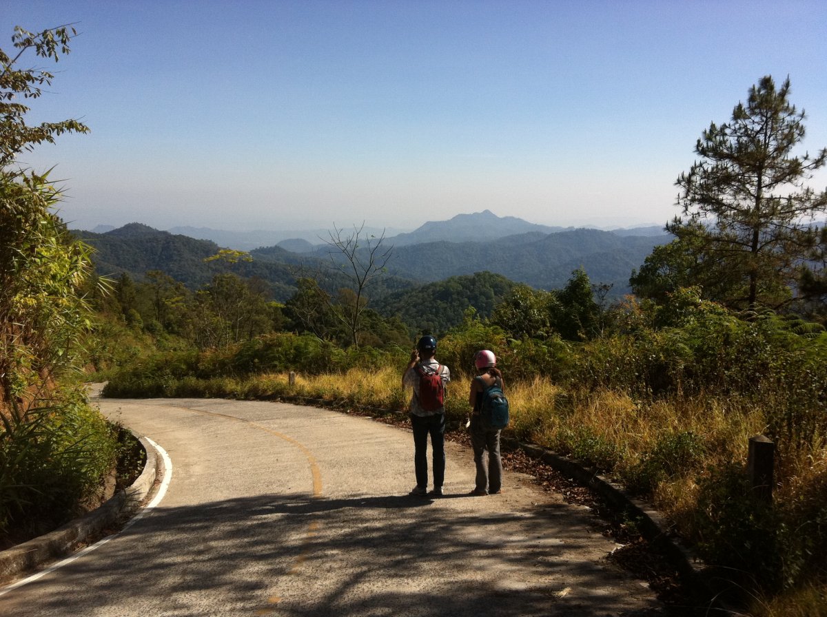 Couple on road in Thailand.