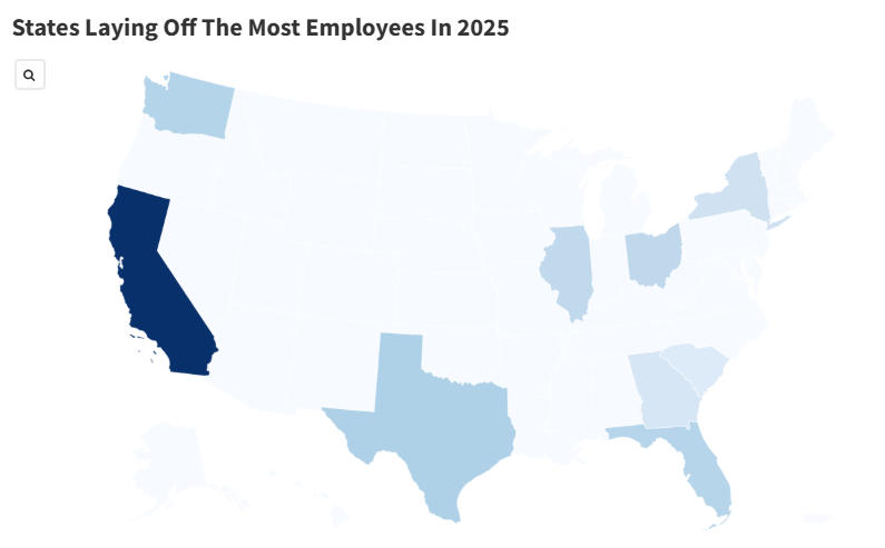 Map Shows States With the Most Layoffs in 2025 - Newsweek