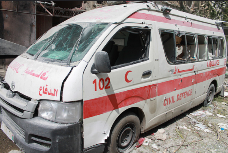 Bombed out ambulance in Gaza