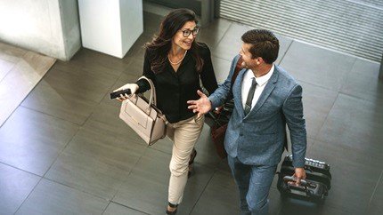Businesspeople in lobby