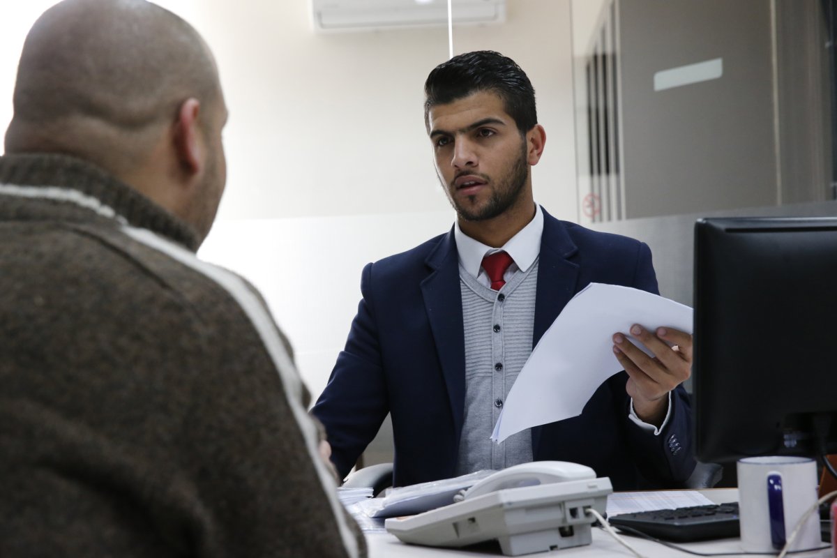 Man suit recruiting office