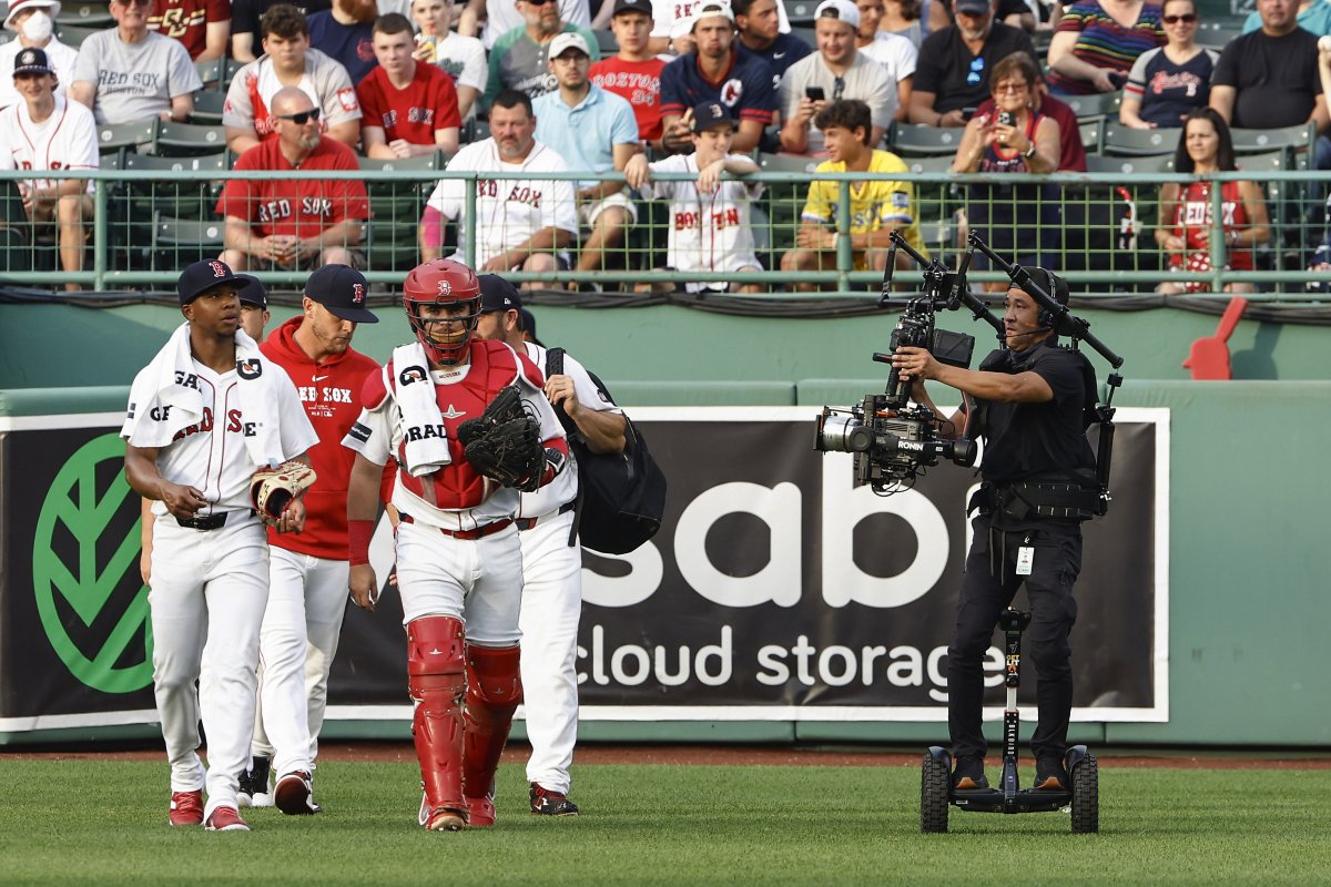 Netflix camera follows Red Sox players.