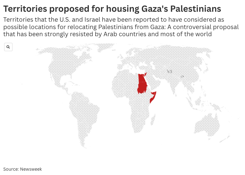 Map Shows Proposals for Relocating Gaza's Palestinians