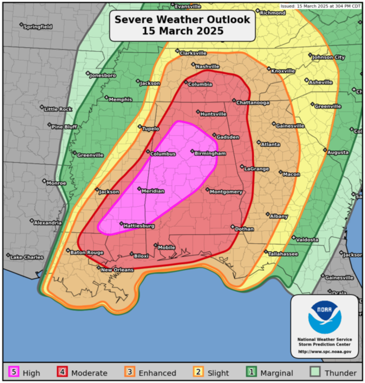 Torndao Extreme Weather warning Map