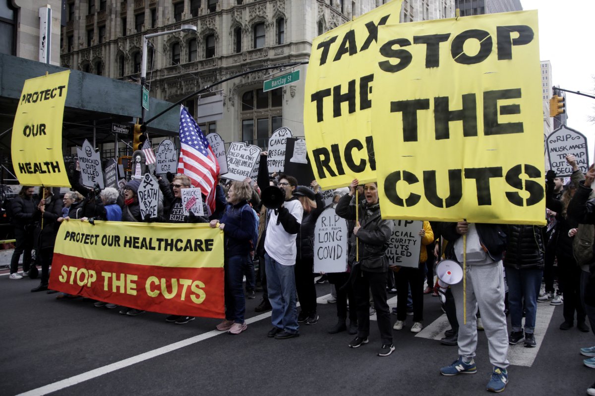 Protesters participate in a rally