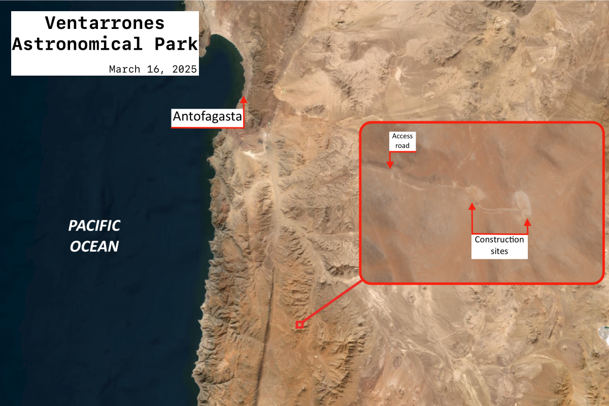 Map shows Chile China project Ventarrones Astronomical Park