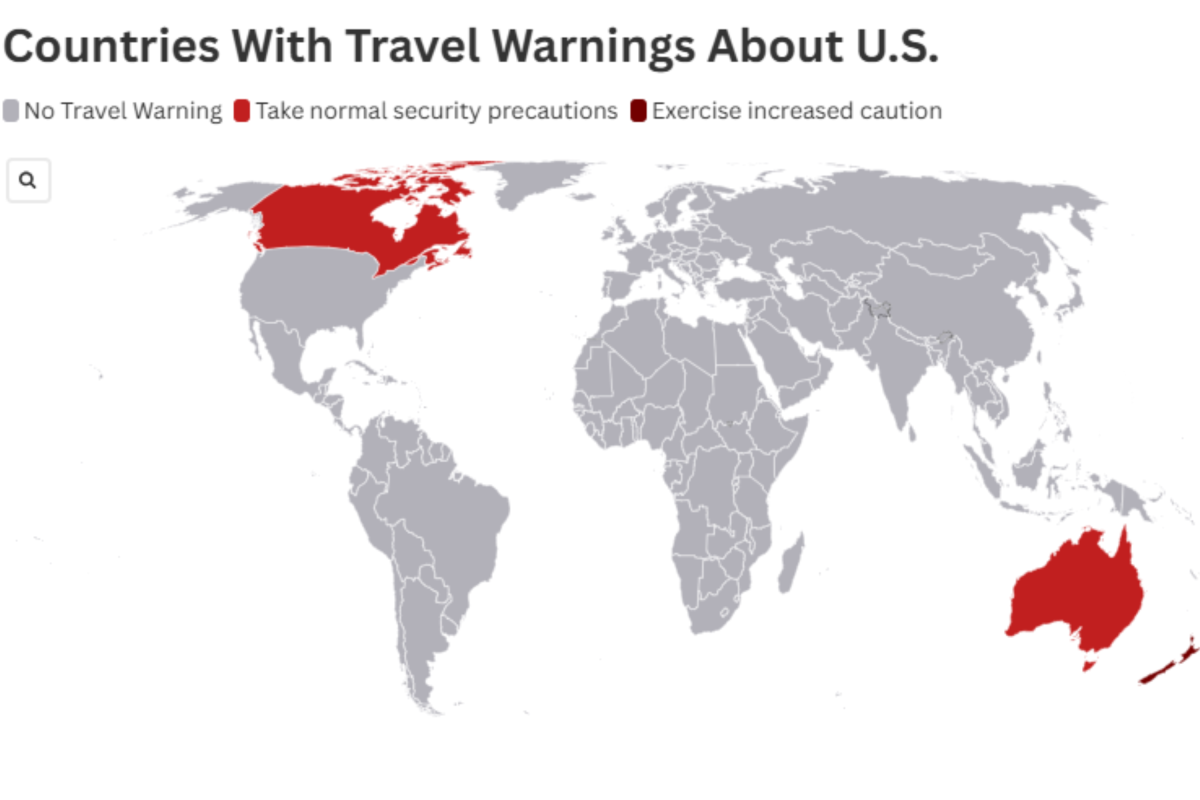 countries with travel warnings about us 