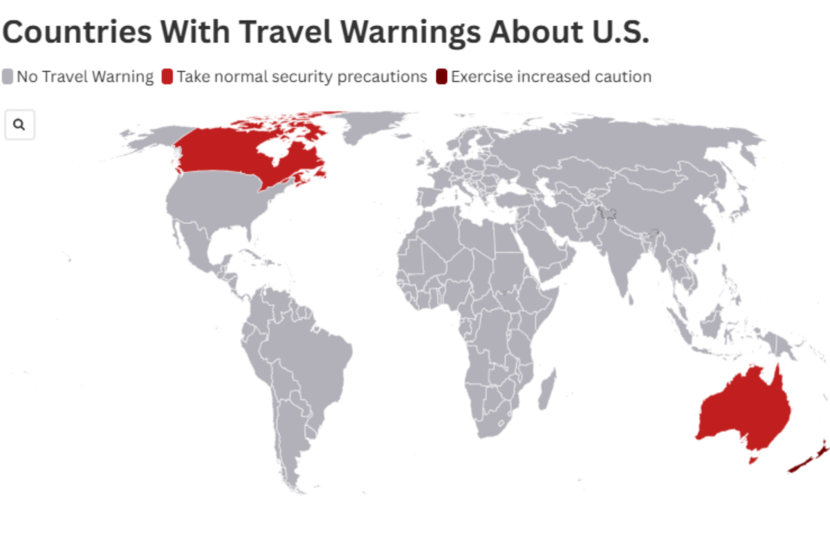 countries with travel warnings about us