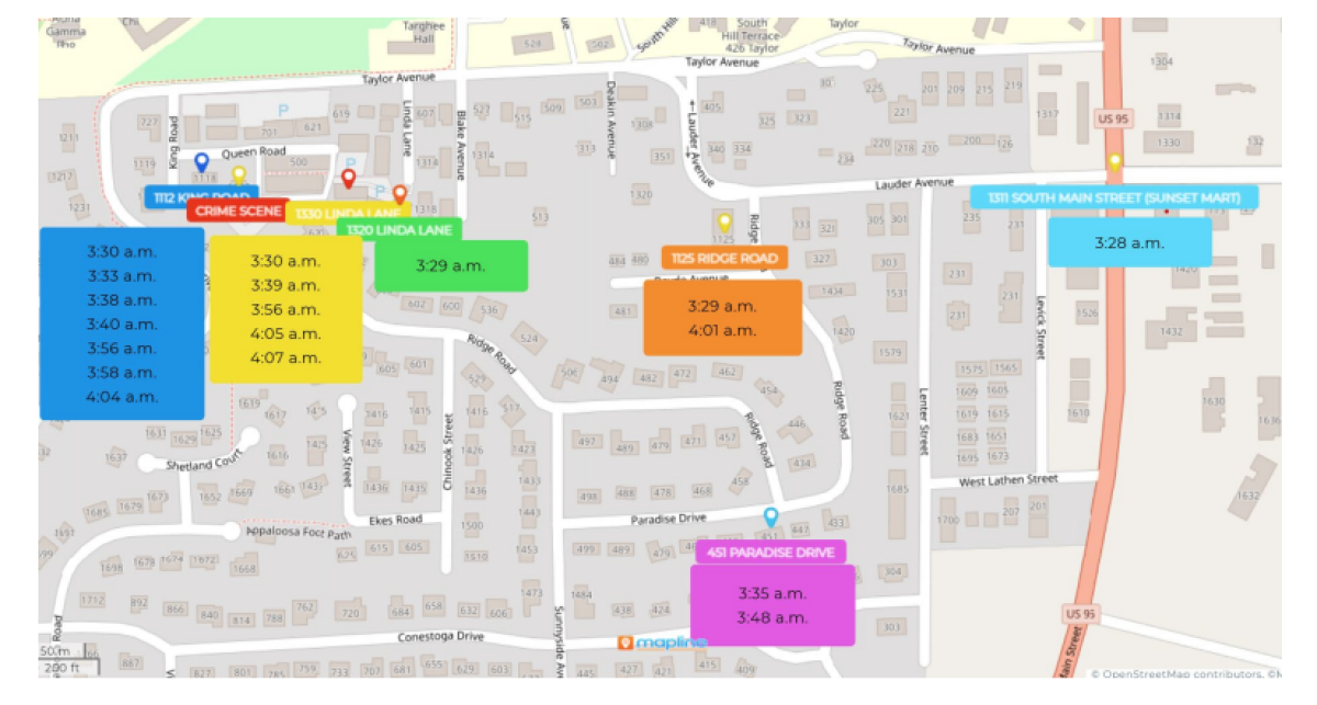 Prosecution map against Bryan Kohberger