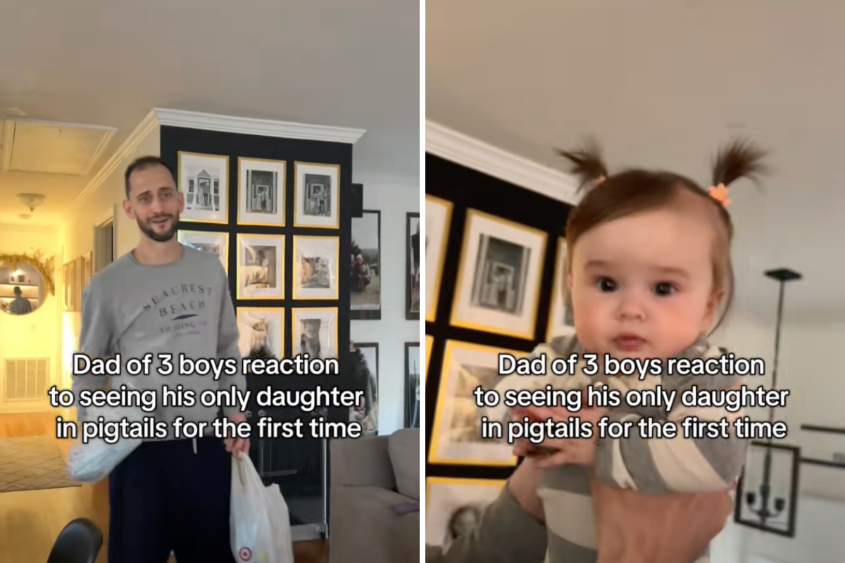 Dad's reaction to pigtails.