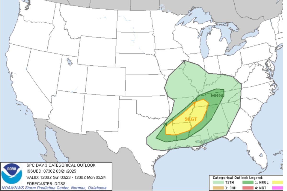 Map Shows 5 States Facing Tornado and Hail Threat This Weekend - Newsweek