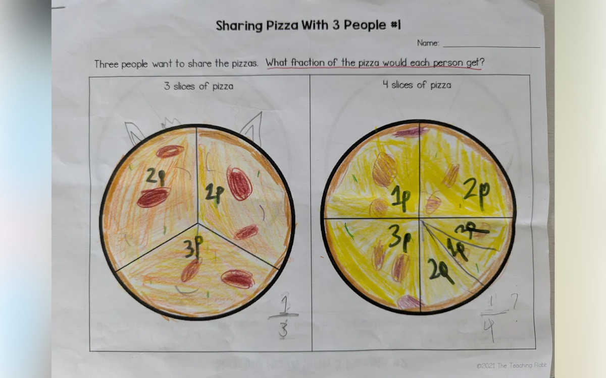 Dad Stumped Over Daughters Second-Grade Math Homework About Pizza