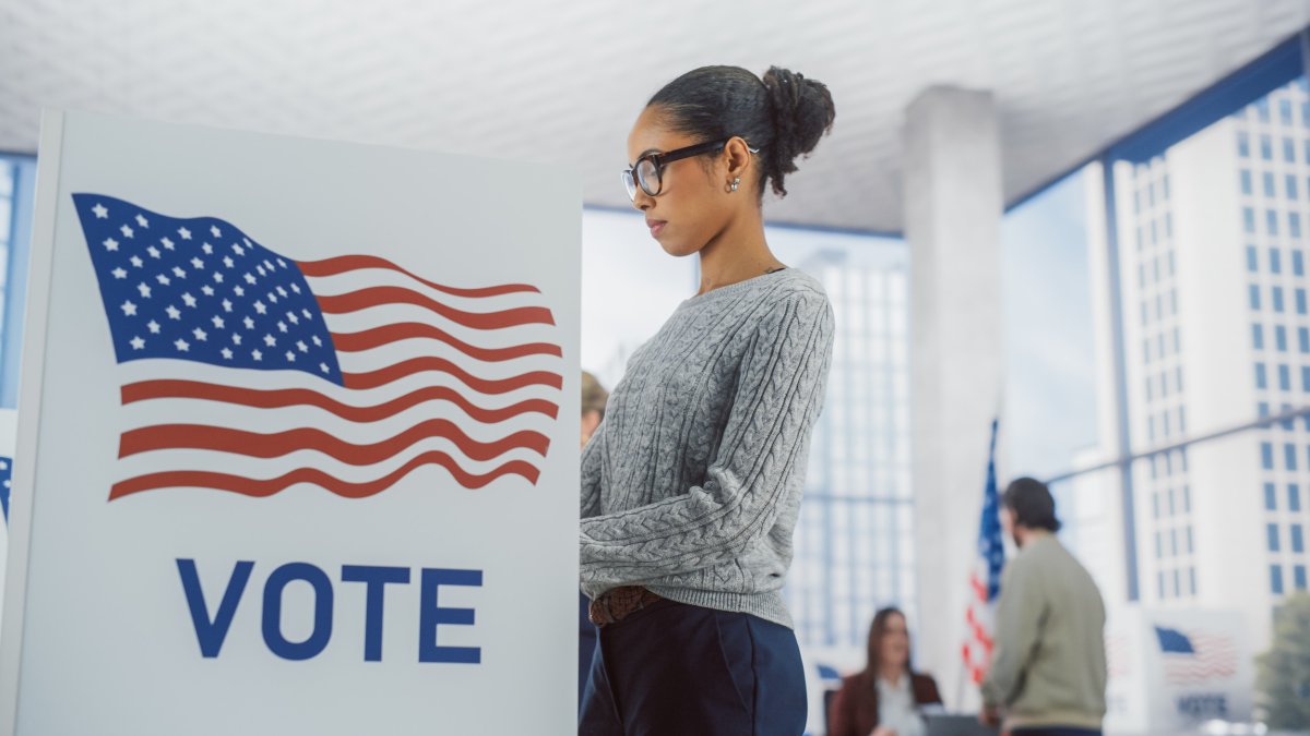 A woman votes