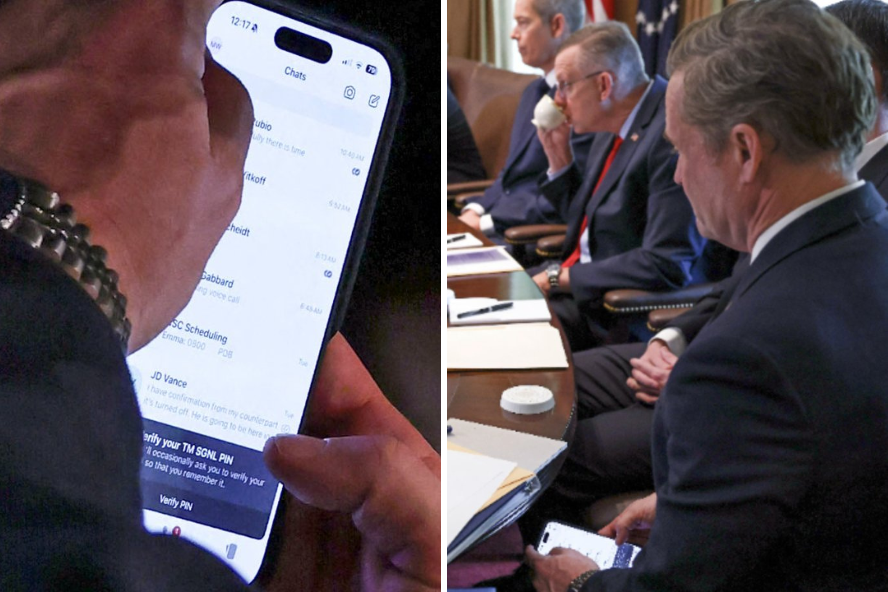Photos Show Mike Waltz Using Signal in Trump Cabinet Meeting