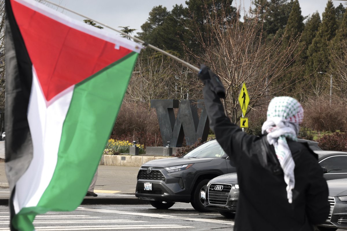 UW protester Palestinian flag