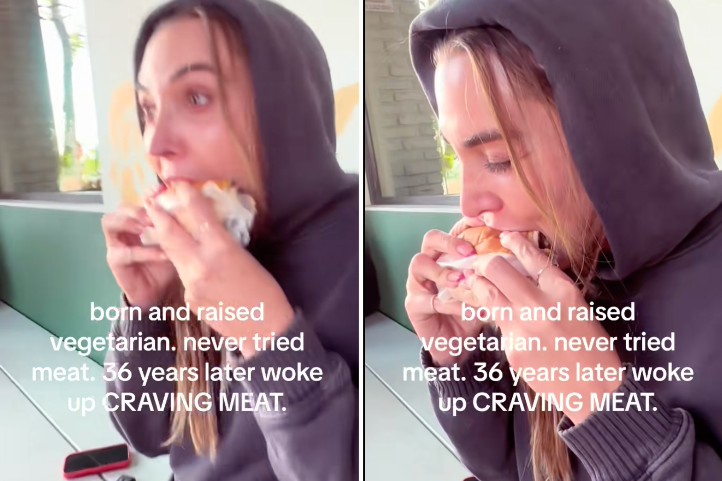 Moment Lifelong Vegetarian Millennial Eats Meat for First Time Goes Viral