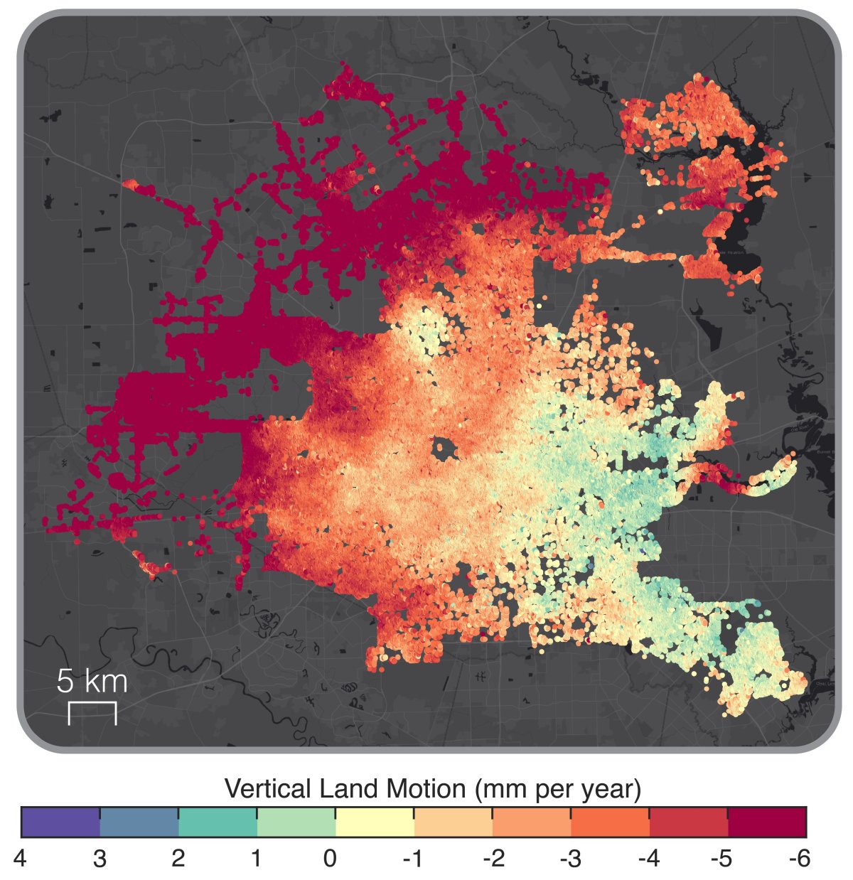 Mapa de close-up de Houston no Texas.