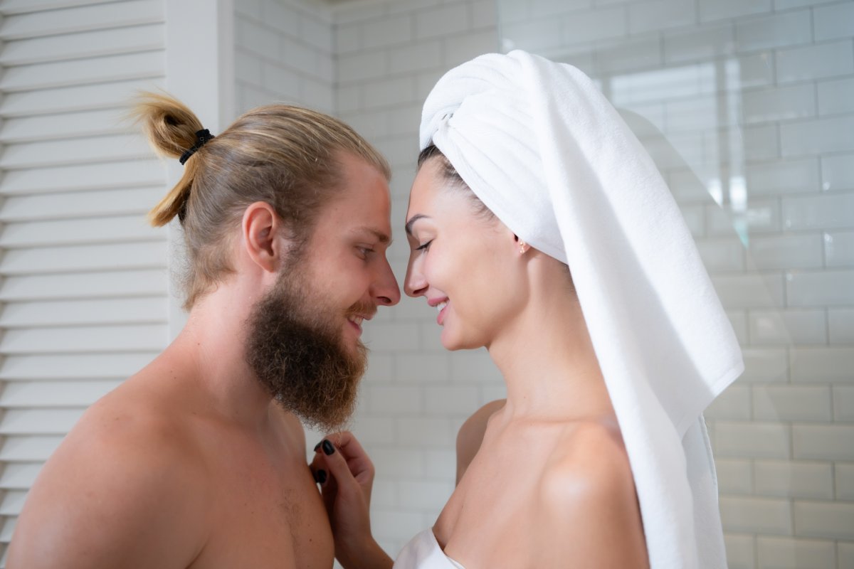 A couple after a shower