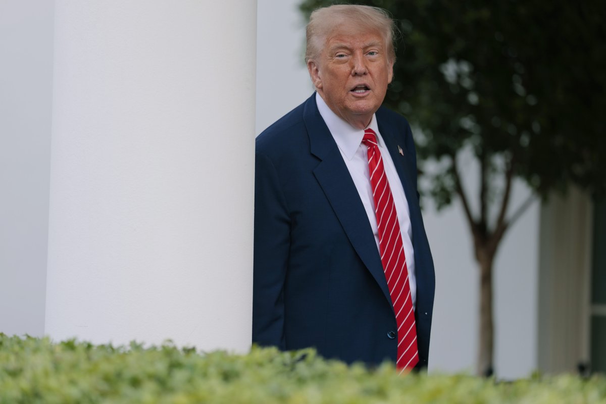 President Donald Trump speaks to reporters