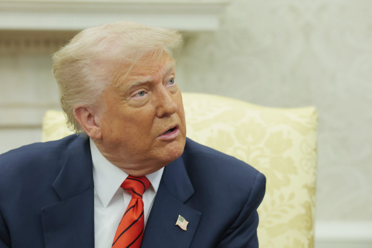 President Donald Trump speaks to reporters