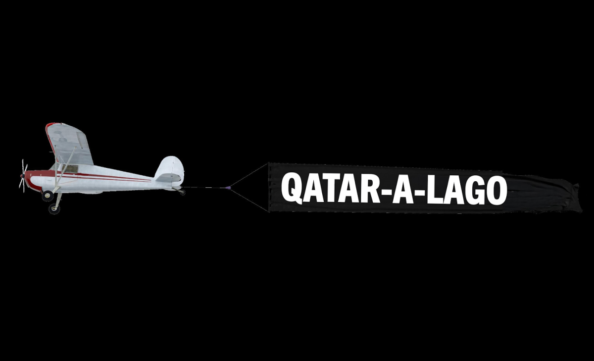 DNC's Qatar-A-Lago banner