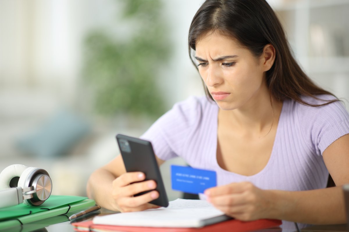 Stock image of woman making payment.