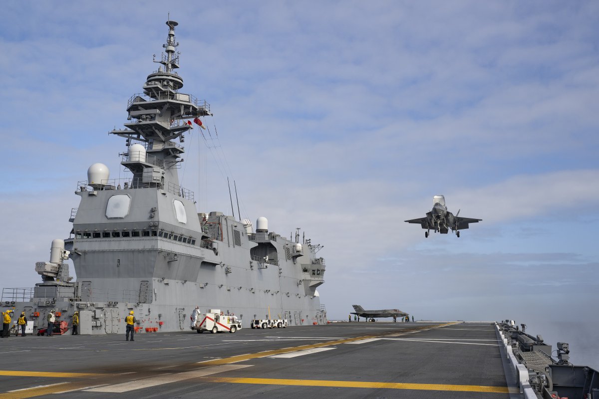 F-35B Fighter Jet Lands On Japanese Warship