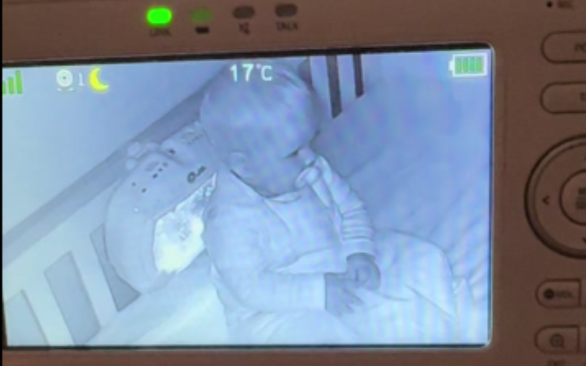 Holly Sansom spotted her daughter Nora awake.