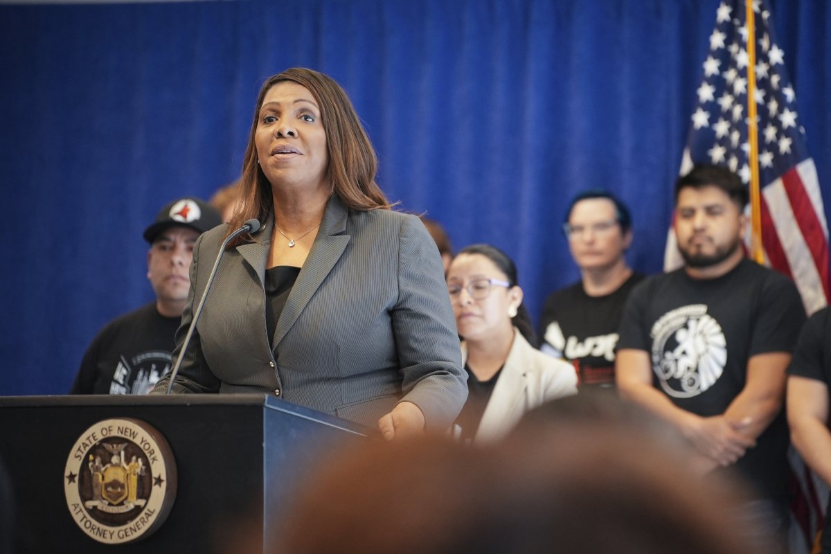 Letitia James at presser