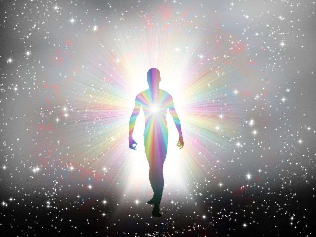 Stock image of a man glowing