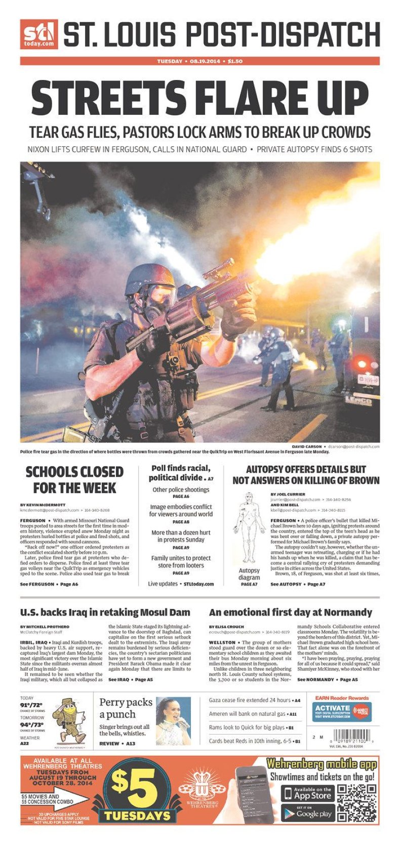 St. Louis Newspaper&#39;s Violent Front Page: &#39;Streets Flare Up&#39;