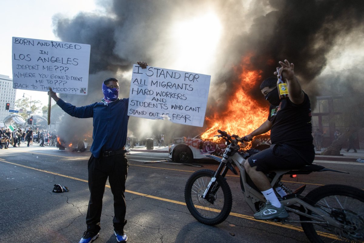 motorcycle LA protests