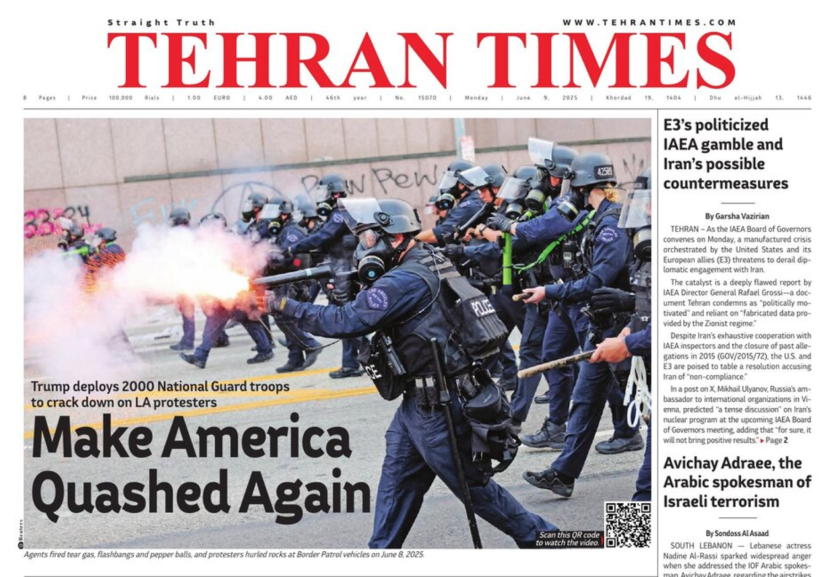 TEERAN TIMES CAPA PRONTAÇÃO 9 de junho de 2025