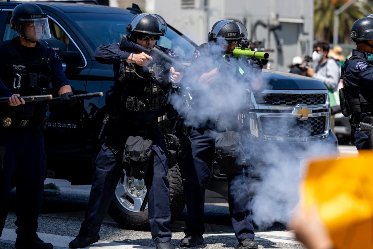 LA Riot Police Shoot Protester in the Head With Rubber Bullet - Newsweek