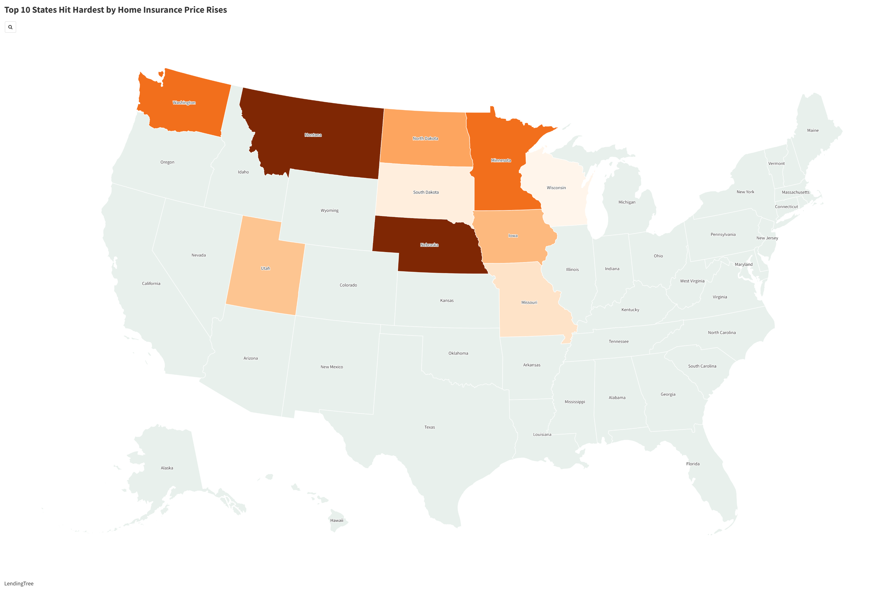 Map Shows 10 States Hit Hardest by Surge in Home Insurance Prices