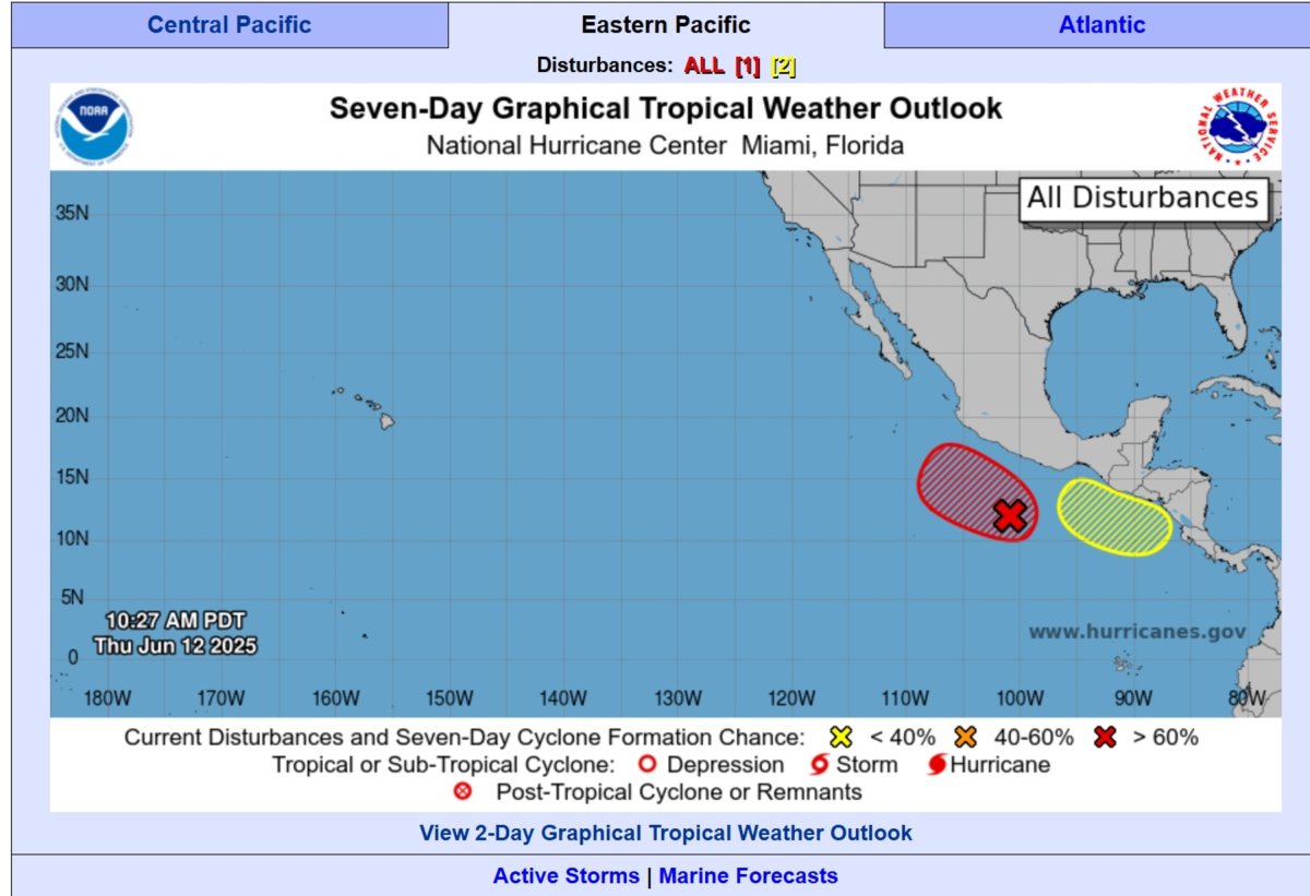 Map Shows Where Tropical Storm Dalila Might Form Within 48 hours