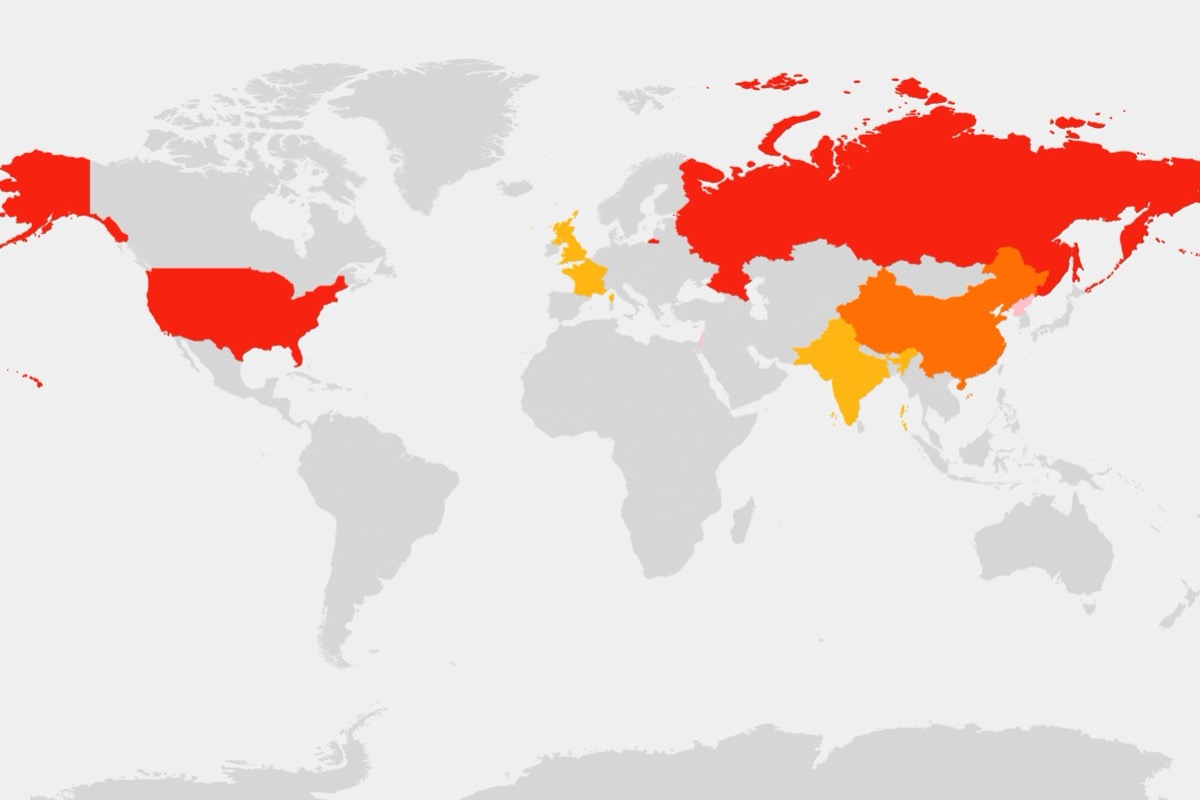 Map Shows Worlds Nuclear Stockpiles As China Warheads Increase