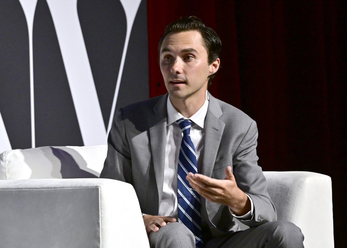 David Hogg speaks onstage