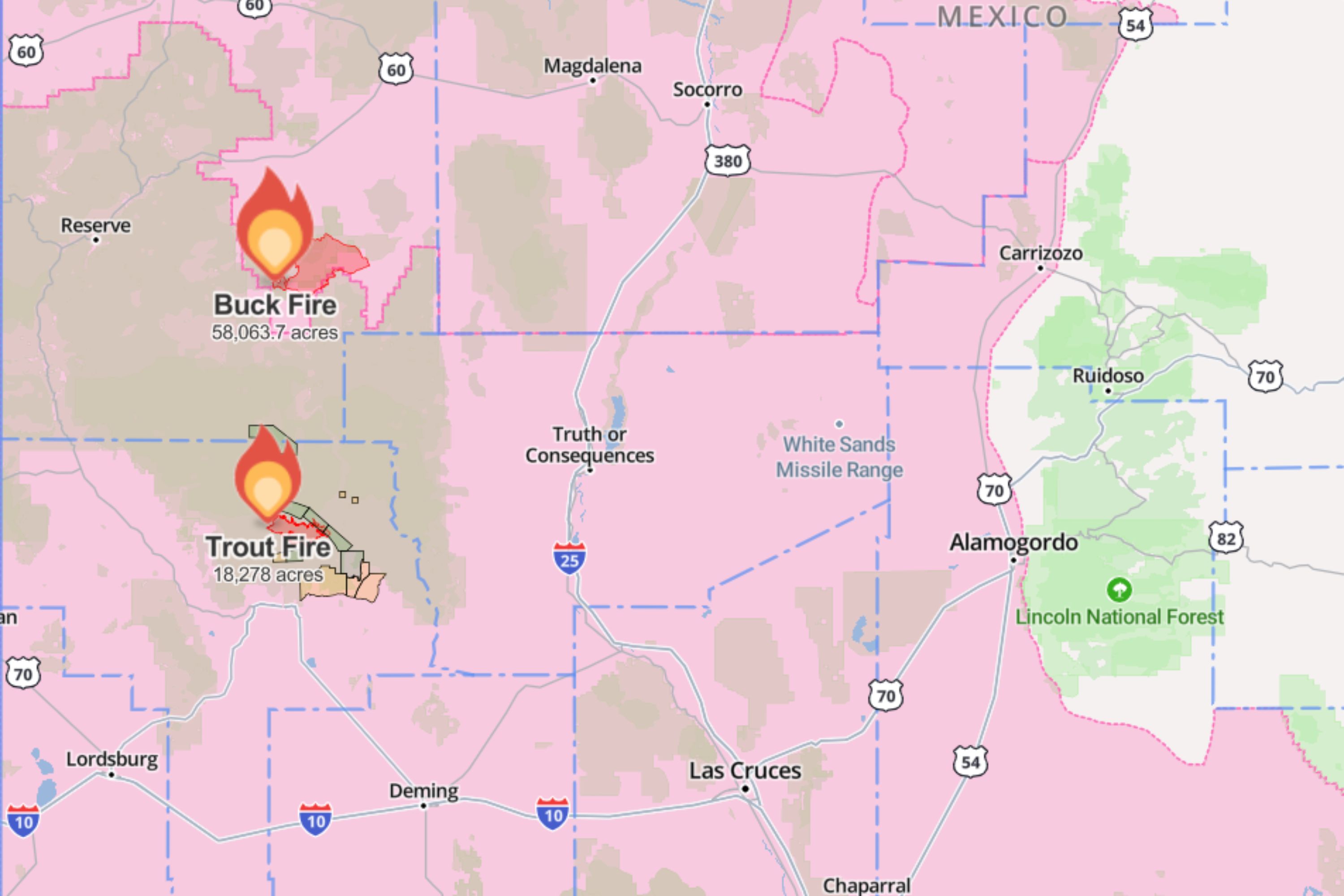 New Mexico wildfire map shows blazes raging across 76,000 acres