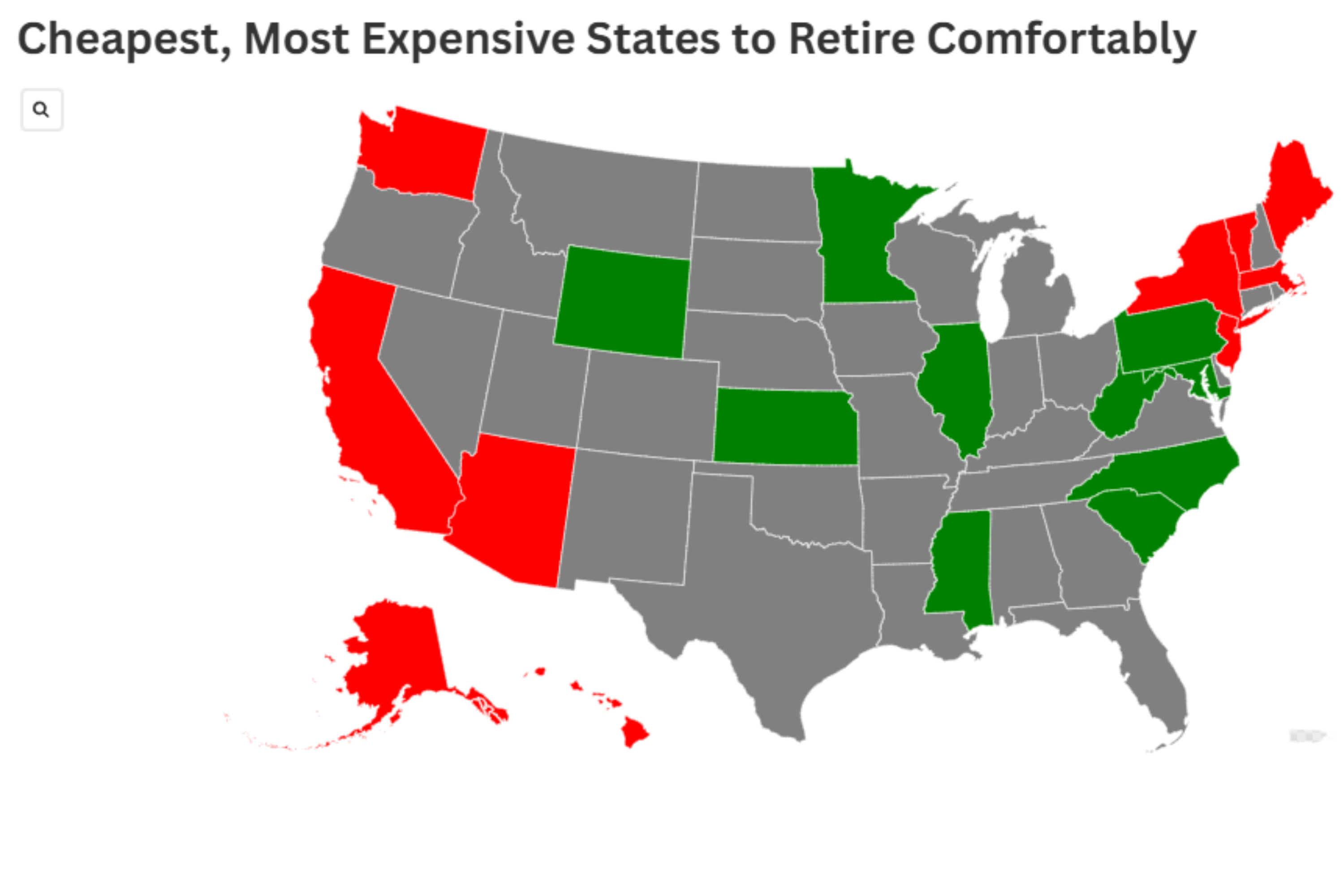 Map Shows Cheapest and Most Expensive States to Retire Comfortably
