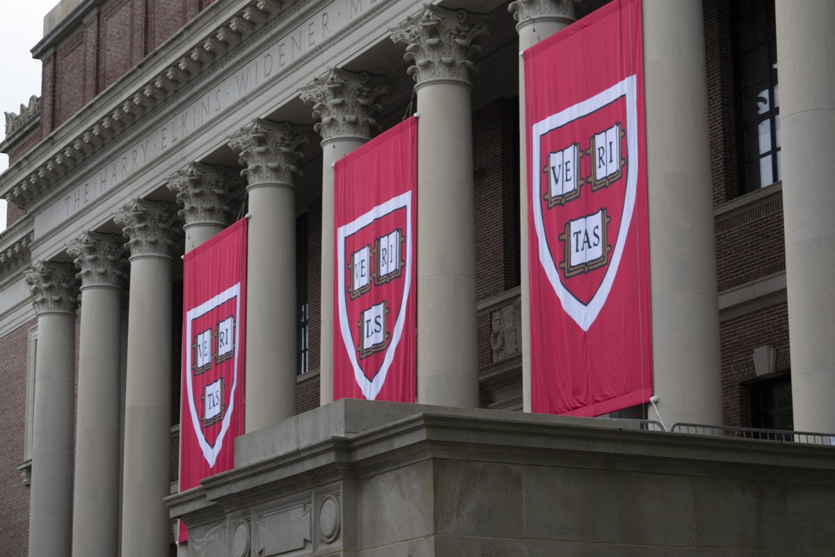 Harvard banners hang 